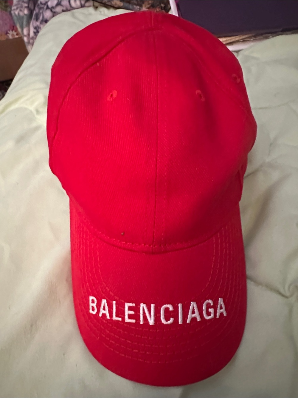 Balenciaga Bright Red Embroidered Logo Cap NWT